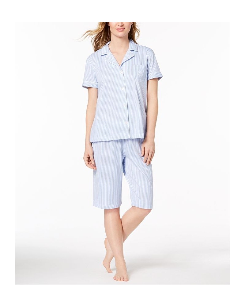 Bingham Bermuda Printed Cotton Pajama Set French Blue Stripe $33.84 Sleepwear