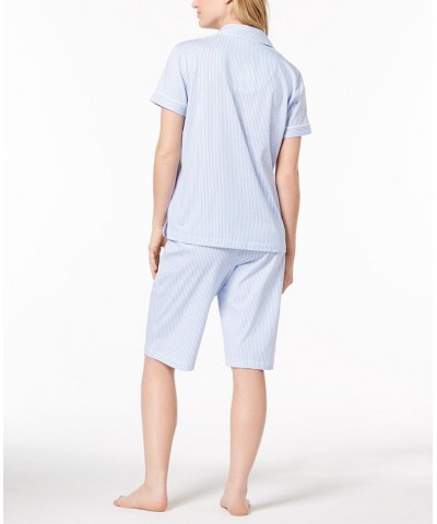 Bingham Bermuda Printed Cotton Pajama Set French Blue Stripe $33.84 Sleepwear