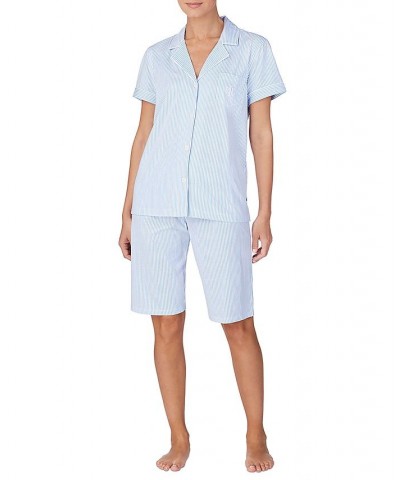 Bingham Bermuda Printed Cotton Pajama Set French Blue Stripe $33.84 Sleepwear