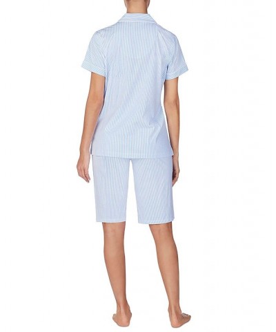 Bingham Bermuda Printed Cotton Pajama Set French Blue Stripe $33.84 Sleepwear