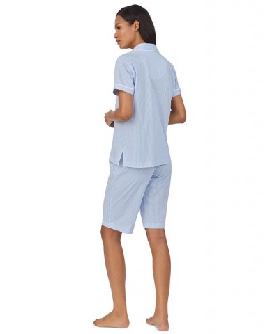 Bingham Bermuda Printed Cotton Pajama Set French Blue Stripe $33.84 Sleepwear