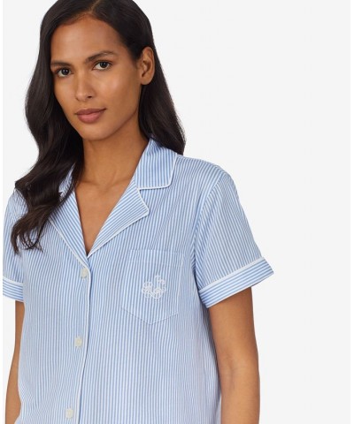 Bingham Bermuda Printed Cotton Pajama Set French Blue Stripe $33.84 Sleepwear