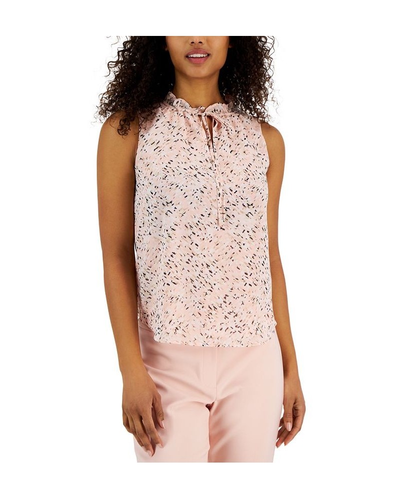 Women's Abstract-Print Sleeveless Tulia Blouse Cherry Blossom Multi $29.39 Tops