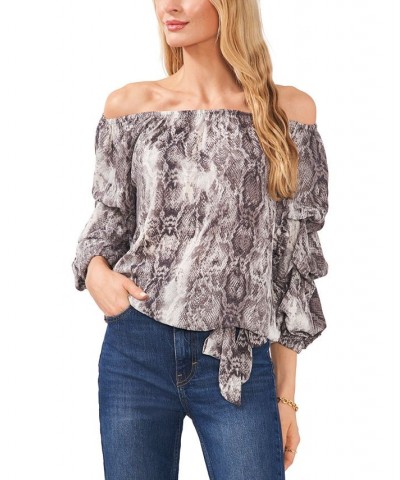 Women's Off-The-Shoulder Bubble-Sleeve Top Rich Black $27.24 Tops