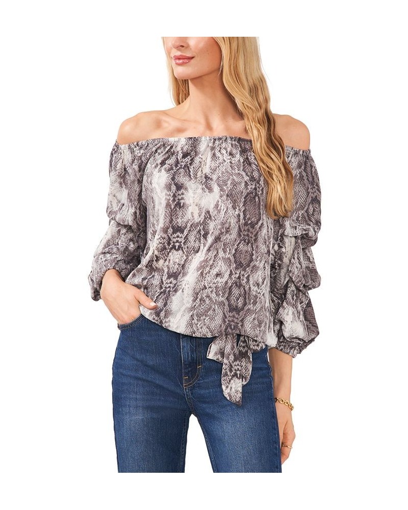 Women's Off-The-Shoulder Bubble-Sleeve Top Rich Black $27.24 Tops