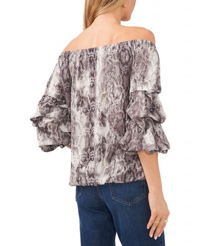 Women's Off-The-Shoulder Bubble-Sleeve Top Rich Black $27.24 Tops