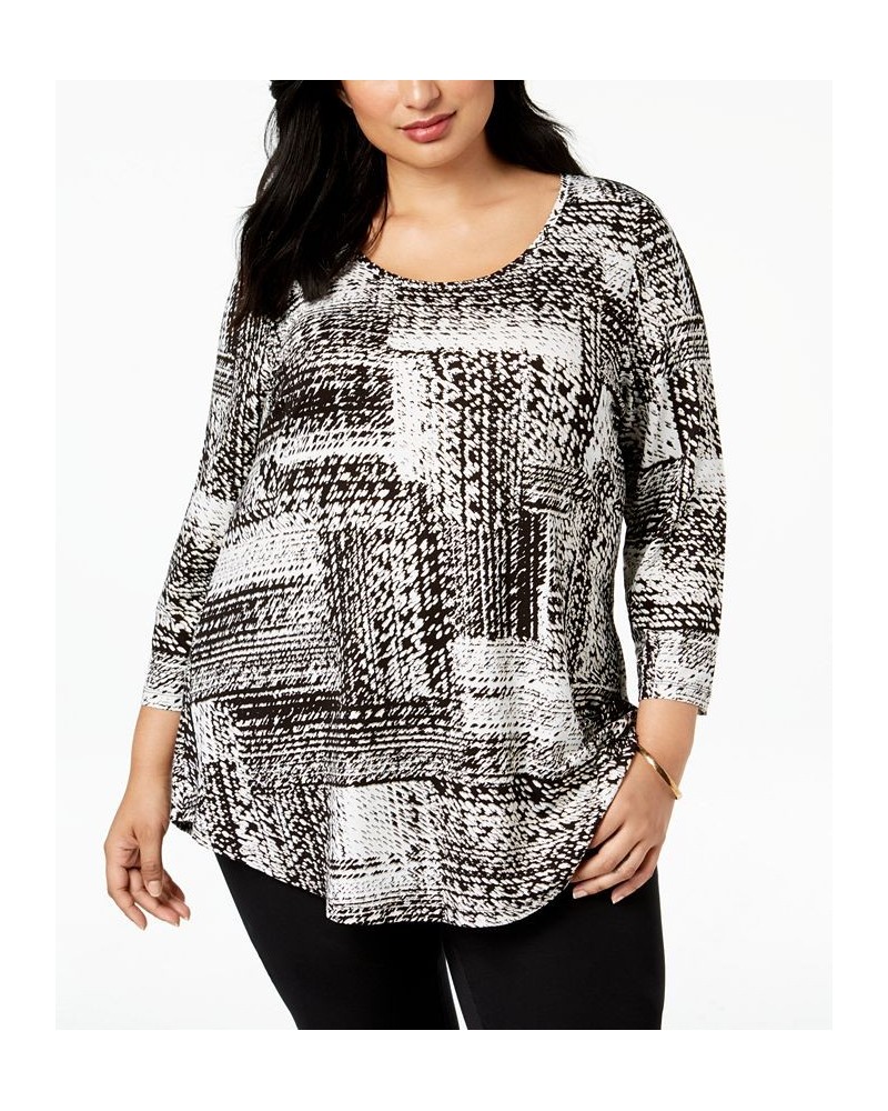 Plus Size Printed Top Deep Spotted Plaid $15.93 Tops