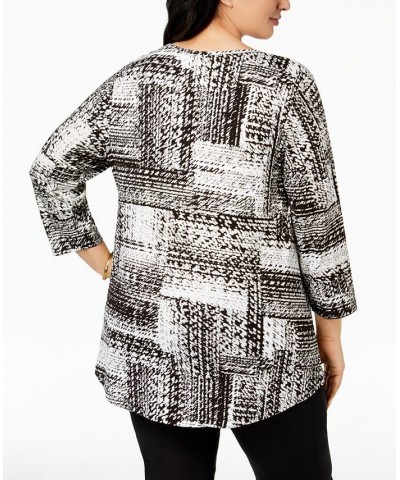 Plus Size Printed Top Deep Spotted Plaid $15.93 Tops