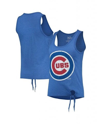 Women's Royal Chicago Cubs Scoop Neck Racerback Side Tie Tri-Blend Tank Top Royal $26.49 Tops