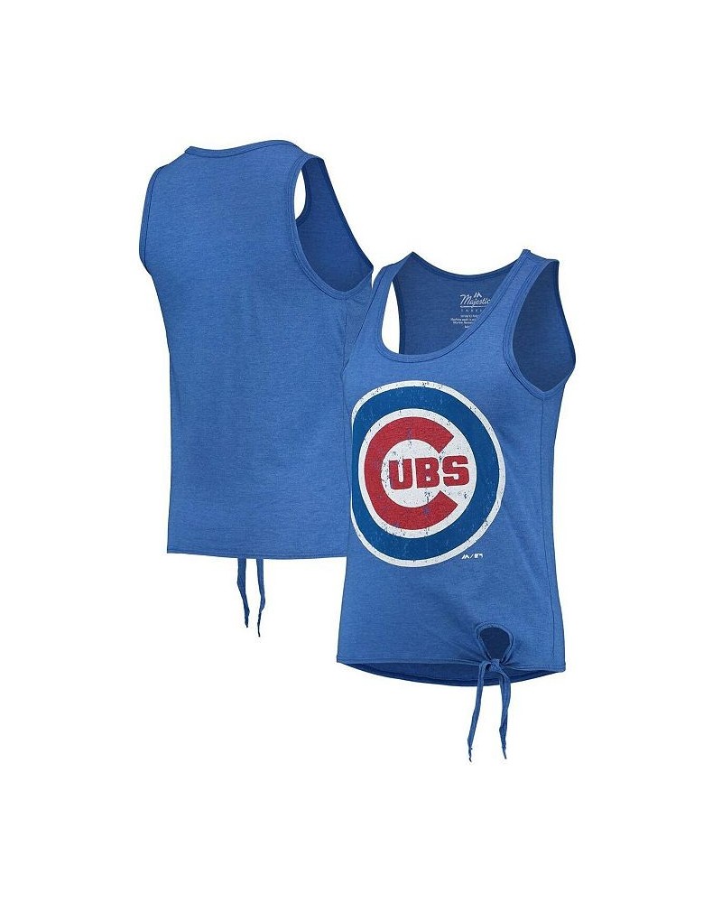 Women's Royal Chicago Cubs Scoop Neck Racerback Side Tie Tri-Blend Tank Top Royal $26.49 Tops