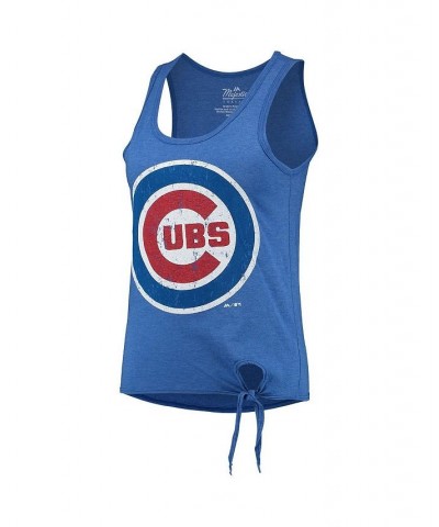 Women's Royal Chicago Cubs Scoop Neck Racerback Side Tie Tri-Blend Tank Top Royal $26.49 Tops