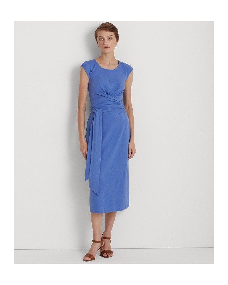 Women's Belted Jersey Dress Blue $23.28 Dresses