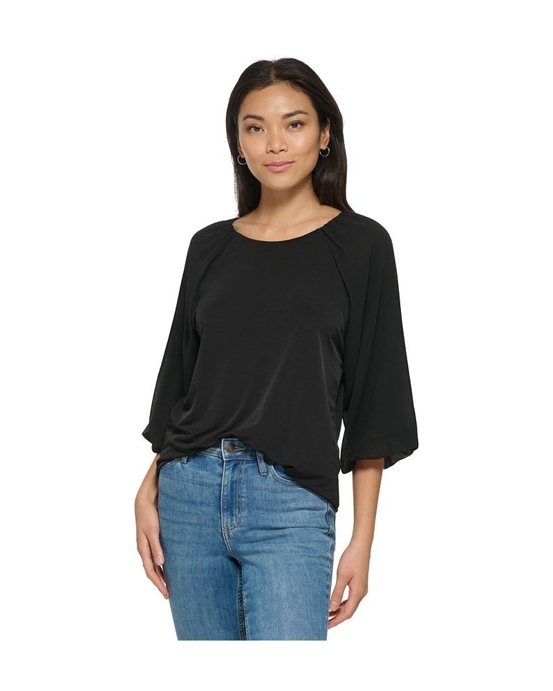 3/4 Chiffon Sleeve Blouse Black $42.93 Tops