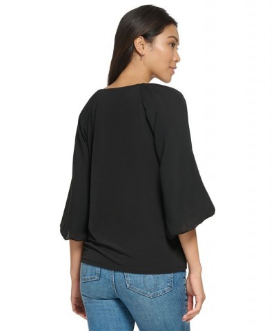 3/4 Chiffon Sleeve Blouse Black $42.93 Tops