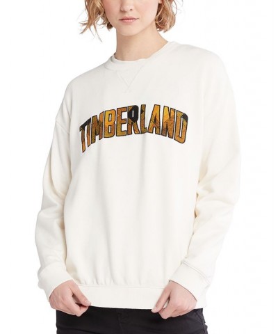 Women's Crewneck Plaid Logo Sweatshirt Vintage White $22.86 Sweatshirts