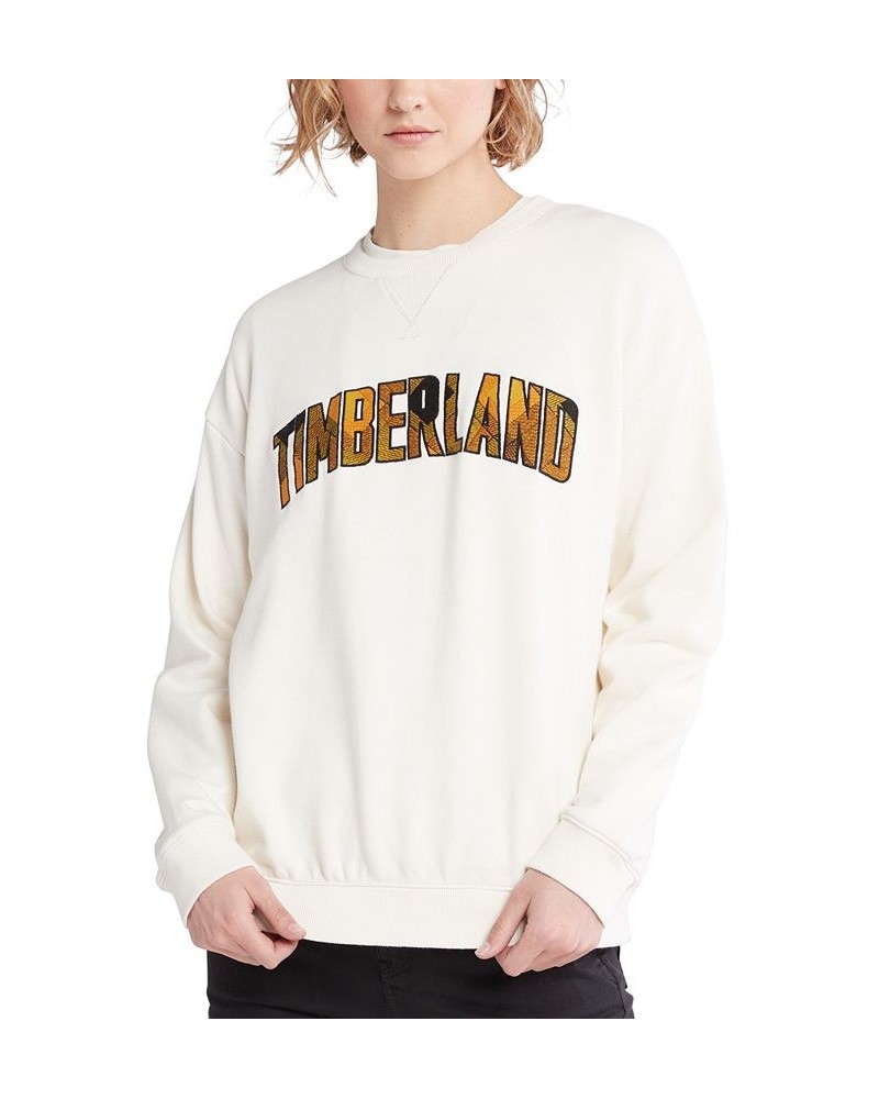 Women's Crewneck Plaid Logo Sweatshirt Vintage White $22.86 Sweatshirts