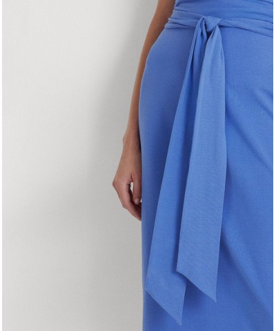 Women's Belted Jersey Dress Blue $23.28 Dresses