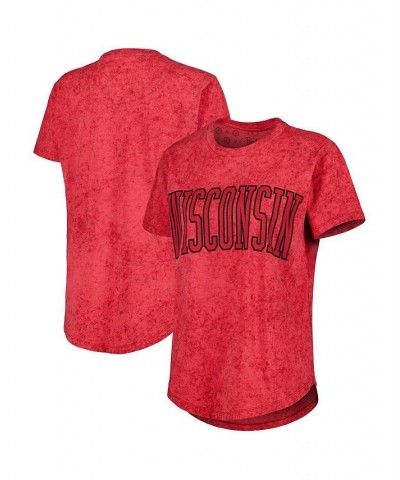 Women's Red Wisconsin Badgers Southlawn Sun-Washed T-shirt Red $29.49 Tops