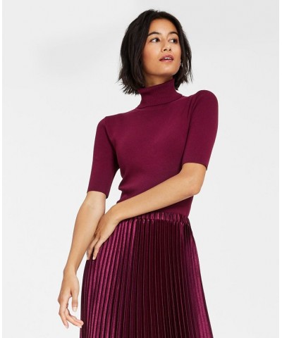 Women's Half-Sleeve Turtleneck Top Chianti $31.57 Sweaters