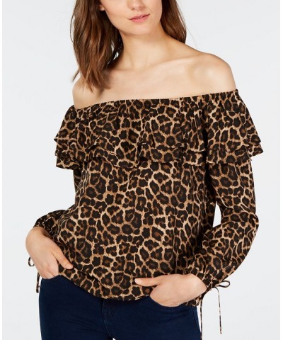 Cheetah-Print Ruffled Top Leopard $27.26 Tops