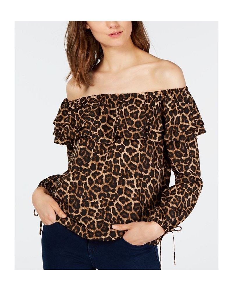 Cheetah-Print Ruffled Top Leopard $27.26 Tops