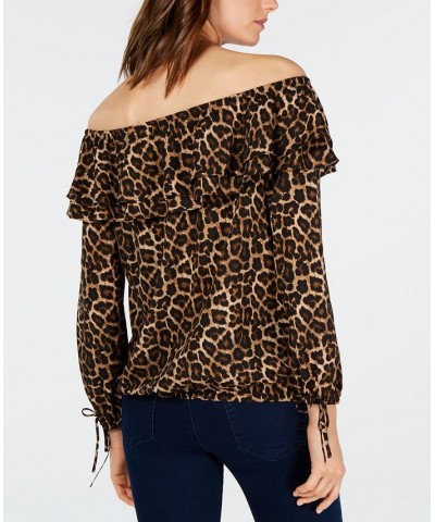 Cheetah-Print Ruffled Top Leopard $27.26 Tops