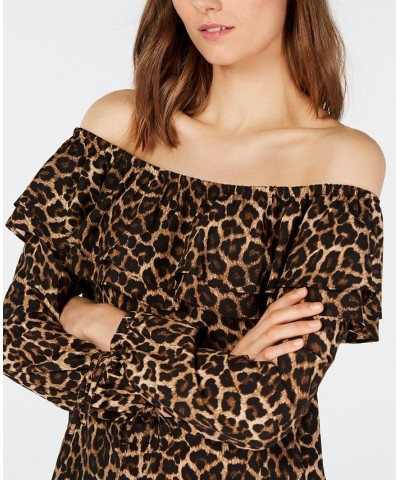 Cheetah-Print Ruffled Top Leopard $27.26 Tops