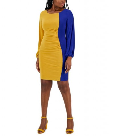 Women's Quinn Colorblocked Split-Sleeve Dress Gold $31.85 Dresses