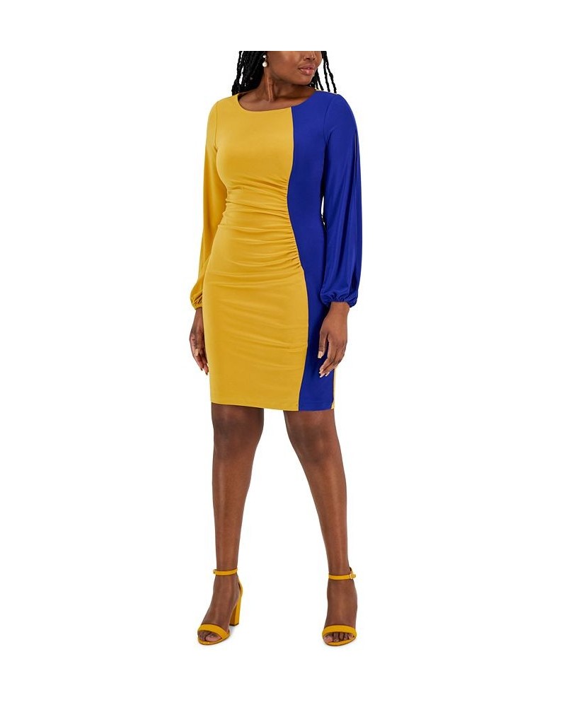 Women's Quinn Colorblocked Split-Sleeve Dress Gold $31.85 Dresses