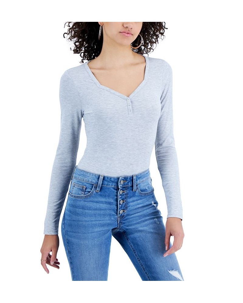 Juniors' Henley Bodysuit Gray $10.19 Tops