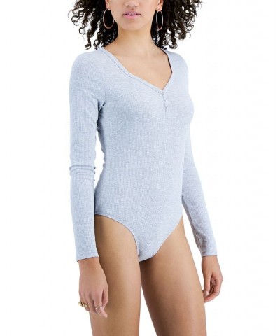 Juniors' Henley Bodysuit Gray $10.19 Tops