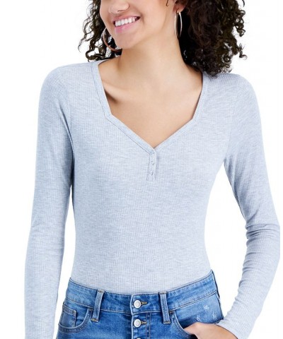 Juniors' Henley Bodysuit Gray $10.19 Tops