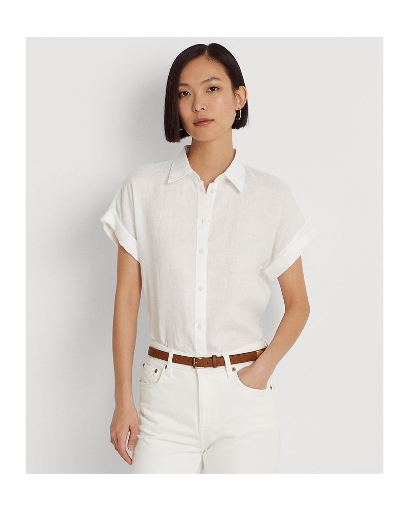 Dolman-Sleeve Linen Shirt White $53.66 Tops