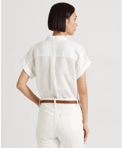 Dolman-Sleeve Linen Shirt White $53.66 Tops