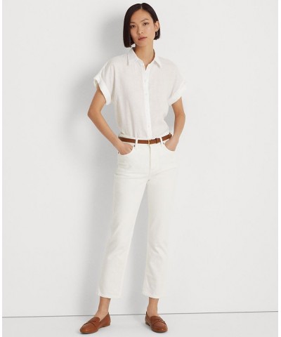 Dolman-Sleeve Linen Shirt White $53.66 Tops