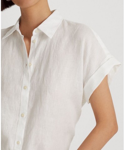 Dolman-Sleeve Linen Shirt White $53.66 Tops