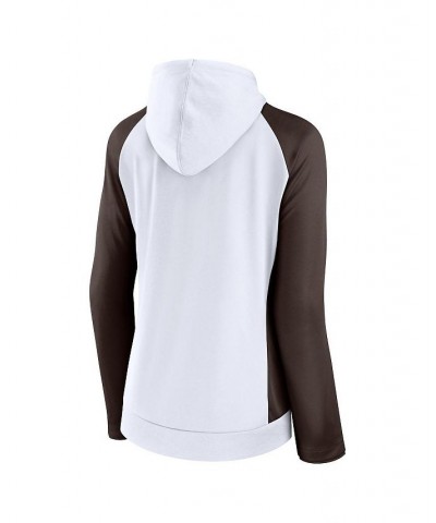 Women's Branded White Brown Cleveland Browns End Around Raglan Full-Zip Hoodie White $33.60 Sweatshirts