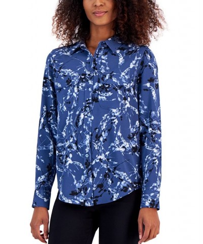 Women's Button-Front Shirt Blue Floral $18.80 Tops