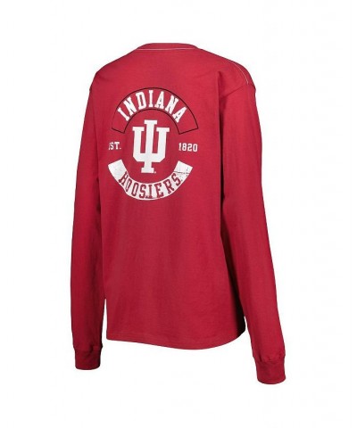 Women's Crimson Indiana Hoosiers Oversized Pocket Long Sleeve T-shirt Crimson $29.40 Tops