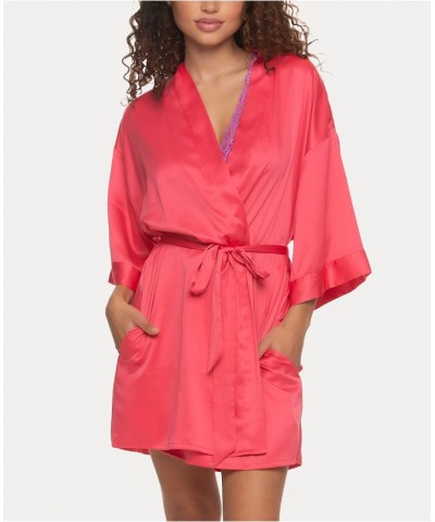 Women's Muse Satin Lingerie Kimono Robe Red $26.04 Sleepwear