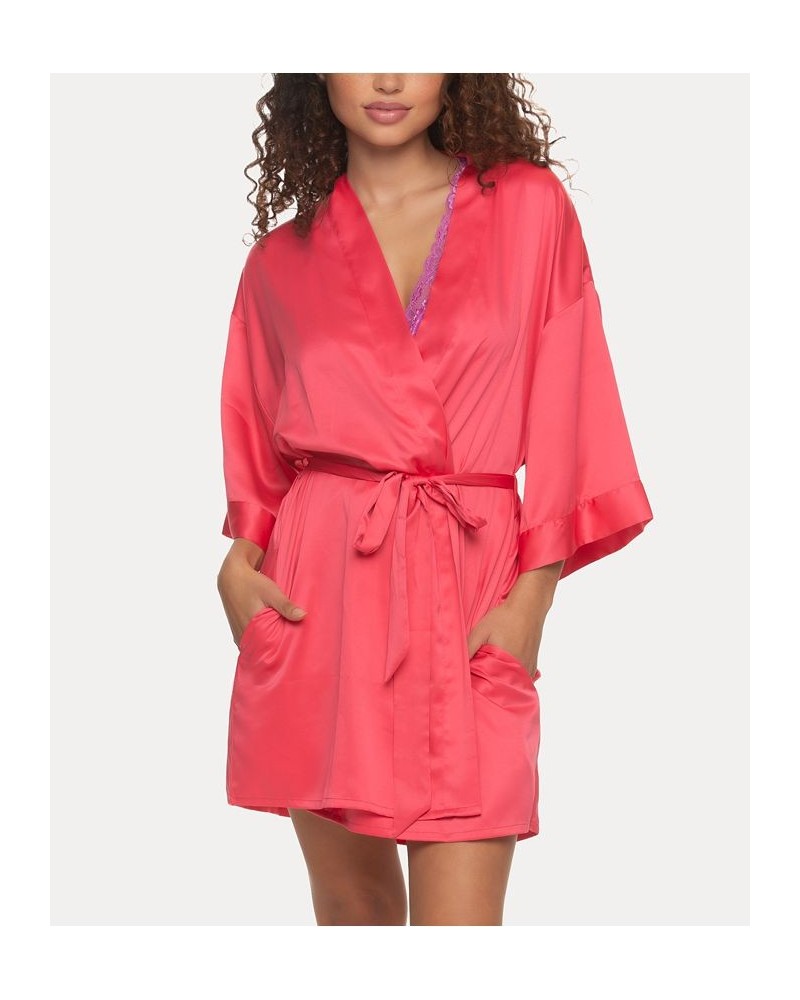 Women's Muse Satin Lingerie Kimono Robe Red $26.04 Sleepwear