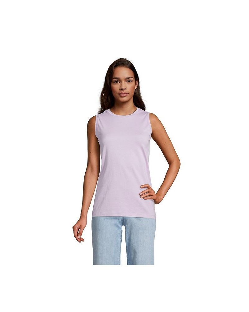 Women's Supima Cotton Crew Neck Tank Top Lavender cloud $20.62 Tops