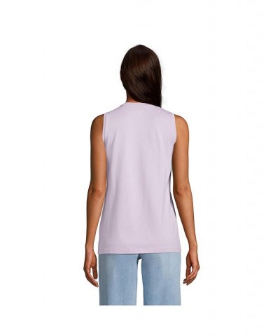 Women's Supima Cotton Crew Neck Tank Top Lavender cloud $20.62 Tops