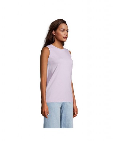 Women's Supima Cotton Crew Neck Tank Top Lavender cloud $20.62 Tops