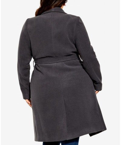 Trendy Plus Size Sassy Military-Inspired Coat Gray $85.41 Coats