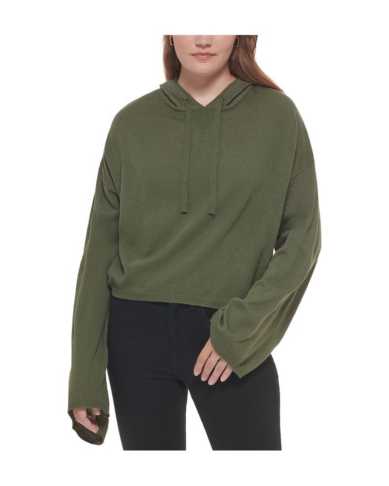 Women's Hooded Bell-Sleeve Top Green $27.40 Sweatshirts