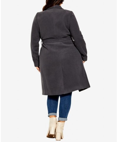 Trendy Plus Size Sassy Military-Inspired Coat Gray $85.41 Coats