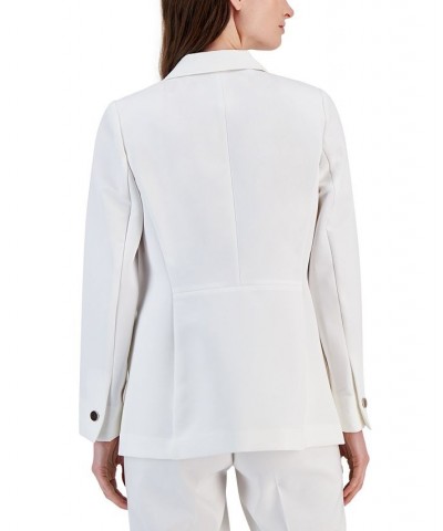 Faux Double Breasted Blazer Printed Chiffon Blouse and Bowie Pants Bright White $38.64 Pants