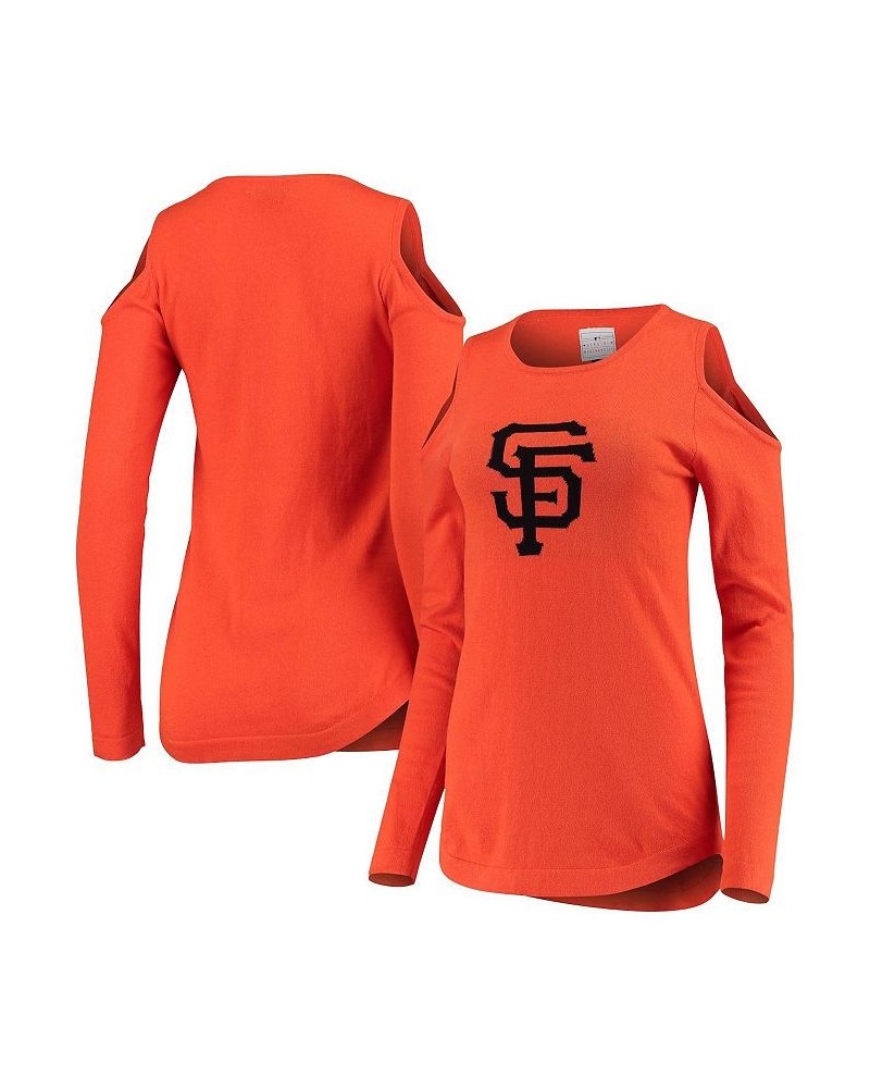 Women's Orange San Francisco Giants Logo Cold Shoulder Sweater Orange $32.20 Sweaters