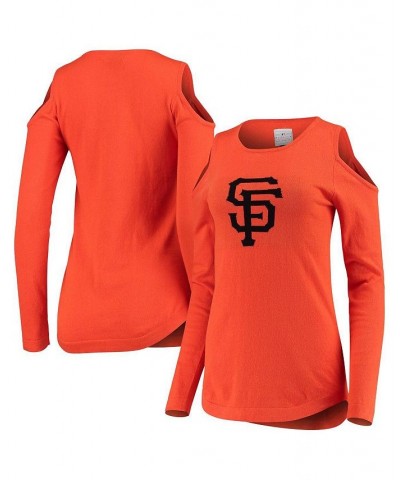 Women's Orange San Francisco Giants Logo Cold Shoulder Sweater Orange $32.20 Sweaters